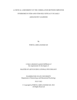 A CRITICAL ASSESSMENT OF THE CORRELATION BETWEEN IMPOSTOR SYNDROME IN STEM AND STEM SELF-EFFICACY IN  ADOLESCENT LEARNERS