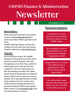 CAHNRS Business Center Newsletter, December 2022