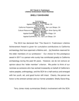 Shelly Davis-King Nomination for the David A. Fredrickson Lifetime Achievement Award