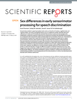 Sex differences in early sensorimotor processing for speech discrimination