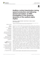 Auditory cortical deactivation during speech production and following speech perception : An EEG investigation of the temporal dynamics of the auditory alpha rhythm