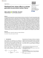 Distributed heat release effects on entropy generation by premixed, laminar flames