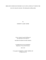 Irrigation Scheduling for High-Value Annual Specialty Crops in the Face of Climate Change: Two Research Approaches