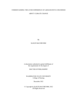 Understanding the Lived Experience of Adolescents Concerned about Climate Change