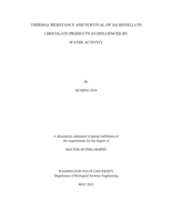 Thermal Resistance and Survival of Salmonella in Chocolate Products As Influenced By Water Activity