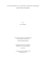 Investigations into lactate-bound metals: A sustainable alternative to inorganic micronutrient fertilizers