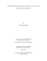 Optimizing Agronomic Production of Winter Canola for Plant Growth and Winter Survival