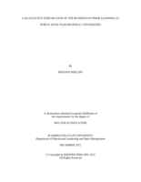 A qualitative exploration of the business of prior learning at public four-year regional universities