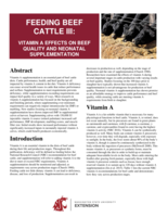 Feeding beef cattle III : vitamin A effects on beef quality and neonatal supplementation