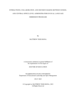 Interactions, Collaboration, and Decision Making Between School and Central Office Level Administrators in Dual Language Immersion Programs