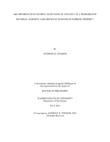 Are Differences in Flexible Adaptation of Strategy in a Probabilistic Reversal Learning Task Driven By Demands in Working Memory?