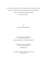 Evaluating the Benefits of Cannabidiol Following Surgical Intervention for Intervertebral Disc Herniation in Dogs: A Randomized Double Blinded Controlled Study