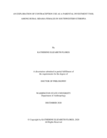 An Exploration of Contraception Use as a Parental Investment Tool Among Rural Sidama Females in Southwestern Ethiopia