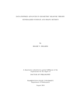 Data-inspired advances in geometric measure theory: Generalized surface and shape metrics