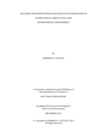Analyzing the Opportunities and Pitfalls of Participation in International Agricultural and Environmental Development
