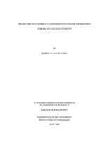 Predictors of credibility assessments in online information seeking of college students