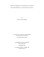 Parents' experiences as participants in a parent education program: a qualitative case study