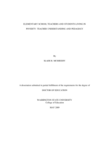 Elementary school teachers and students living in poverty: teacher understanding and pedagogy