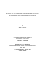 Readiness for college: factors affecting minority high school students in two large Washington school districts