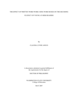 The effect of written word work using word boxes on the decoding fluency of young at-risk readers