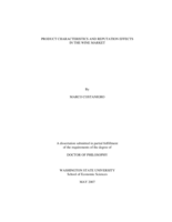 Product characteristics and reputation effects in the wine market