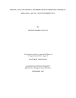 The influence of unethical peer behavior on observers' unethical behavior: a social cognitive perspective