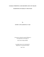 Characteristics and significance of grain hardness of barley for food