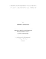 Alleviating chronic sleep debt in early adolescence: Can a school based intervention make a difference?
