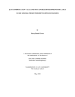 Just compensation value and sustainable development for large scale mineral projects in developing economies