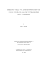 Breeding wheat for efficient nitrogen use in low-input and organic systems in the Pacific Northwest