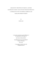 Adolescents' perception of parental and peer mathematics anxiety and attitude toward mathematics: A comparative study of European-American and Mainland-Chinese students