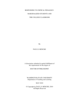 Responding to Critical Pedagogy: Marginalized Students and the College Classroom