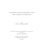 A knapsack-type cryptographic system using algebraic number rings