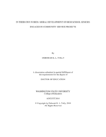 In their own words: Moral development of high school seniors engaged in community service projects