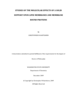 Studies of the molecular effects of a solid support upon lipid membranes and membrane bound proteins