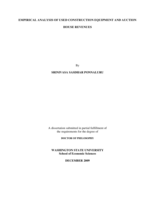 Empirical analysis of used construction equipment and auction house revenues