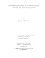 Talk opportunities around text and the responses they elicit from middle level English language learners