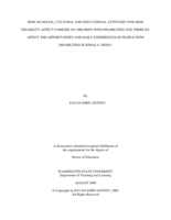 How do social, cultural and educational attitudes towards disability affect families of children with disabilities and there by affect the opportunities and daily experiences of people with disabilities in Kerala- India?