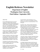WSU English Retirees Newsletter, 2022