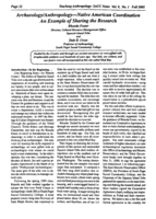 Archaeology/Anthropology-Native American Coordination: An Example of Sharing the Research