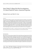 Joint Tribal/College Wet Site Investigations: A Critical Need for Native American Expertise