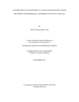 Cryoprecipitate transfusion in 21 dogs for prevention and/or treatment of hemorrhage: A retrospective study (2009-2023)