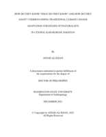 How Do They Know? What Do They Know? And How Do They Adapt?: Understanding Traditional Climate Change Adaptation Strategies of Pastoralists in Central Karakoram
