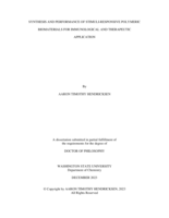 Synthesis and Performance of Stimuli-Responsive Polymeric Biomaterials for Immunological and Therapeutic Application