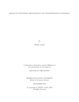 Essays on Industrial Organization and Transportation Economics