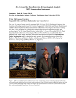 SAA Award for Excellence in Archaeological Analysis, 2023 Nomination Statement