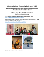 First Peoples Fund, Community Spirit Award, Nomination Statement 2021