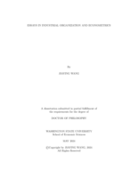 ESSAYS IN INDUSTRIAL ORGANIZATION AND ECONOMETRICS