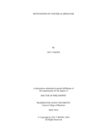 MOTIVATIONS OF UNETHICAL BEHAVIOR