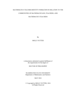 MATHEMATICS TEACHER IDENTITY FORMATION IN RELATION TO THE COMMUNITIES OF MATHEMATICIANS, TEACHERS, AND MATHEMATICS TEACHERS